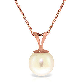 14K Solid Rose Gold Necklace with Natural pearl