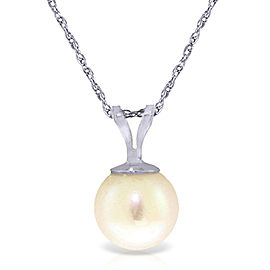 2 CTW 14K Solid White Gold Necklace Natural pearl