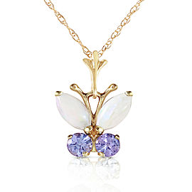 0.7 CTW 14K Solid Gold Butterfly Necklace Opal Tanzanite