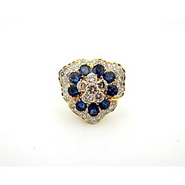 18k White Gold 5.01Ct Oval Emerald & Round Diamond Cluster Vintage Ring