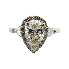 Platinum 1.61Ct Natural Pear Shape Cut Round Diamond Engagement Ring