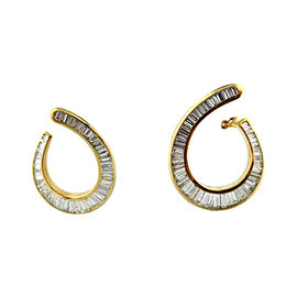 18k Yellow Gold 5.54Ct Baguette Diamond Swirl Earrings