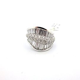 18k White Gold 3.13Ct Taper Baguette Round Cut Diamond Size 5.75 Ring