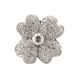 18k White Gold Round 2.63Ct Cut Diamond Flower Anniversary Ring