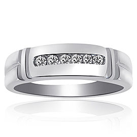 14K White Gold 0.25 Ct Round Cut Diamond Wedding Band Ring Size 10.25