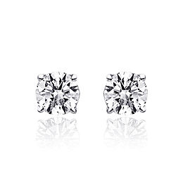 14K White Gold 0.65 Ct Round Brilliant Cut Diamond Solitaire Stud Earrings