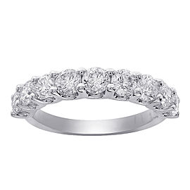 14K White Gold 2.00 Ct Diamond 9-Stone Wedding Anniversary Band Ring Size 6.5