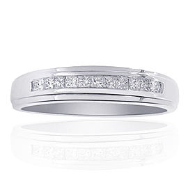 14K White Gold & 0.25ct. Diamond Wedding Band Ring Size 6.0