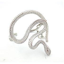 18K White Gold 14.34 Ct Diamond Snake Cluster Bracelet