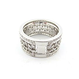 18K White Gold 2.00 Ct Round & Emerald Diamond 4-Band Ring Size 7.25