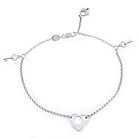 14K White Gold Key & Padlock Heart Charm Bracelet