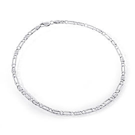 14K White Gold Tiger Eye Link Chain Ankle Bracelet