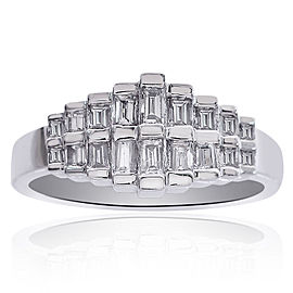 14K White Gold 0.75ct Diamond Cluster Pyramid Ring Size 10.00
