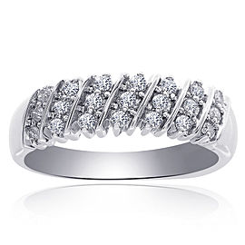 14K White Gold 0.25 Ct Diamond Round Cut Multi-Row Ring Size 7