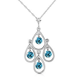 1.2 CTW 14K Solid White Gold Call The Tune Blue Topaz Necklace