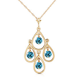 1.2 CTW 14K Solid Gold Never Catch Blue Topaz Necklace
