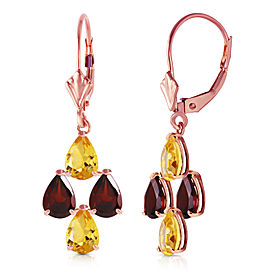 3.9 CTW 14K Solid Rose Gold Autumn Citrine Garnet Earrings