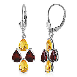 3.9 CTW 14K Solid White Gold Signs Of Rapture Citrine Garnet Earrings