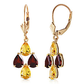 3.9 CTW 14K Solid Gold First Love Citrine Garnet Earrings