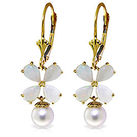 6 CTW 14K Solid Gold Leverback Earrings Opal pearl