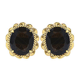 14K Yellow Gold Smokey Topaz Vintage Style Earrings