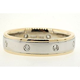 Novell Mens Diamond Wedding Band Ring 14K White Yellow Gold Two Tone Sz 10.75