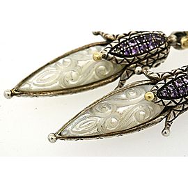 Barbara Bixby Corn Earrings Mother Pearl 18k Sterling Silver Drop Dangle