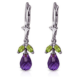 3.4 CTW 14K Solid White Gold Raise Your Voice Amethyst Peridot Earrings