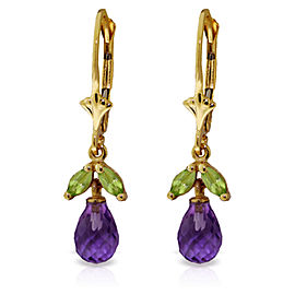 3.4 CTW 14K Solid Gold Virginia Amethyst Peridot Earrings