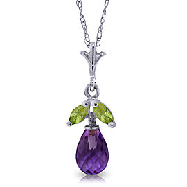 1.7 CTW 14K Solid White Gold Show Cheerfulness Amethyst Peridot Necklace