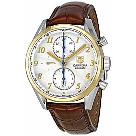 TAG HEUER CARRERA CAS2150.FC6291 CHRONOGRAPH 18K GOLD BROWN LEATHER WATCH