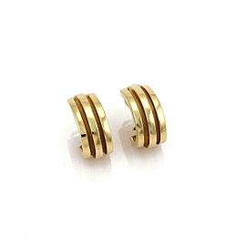 Tiffany & Co. ATLAS 18k Yellow Gold Double Groove Wide Oval Semi Hoop Earrings