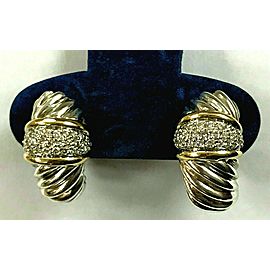 David Yurman 18k Yellow Gold Sterling Silver Shrimp Hoop Earrings Thoroughbre
