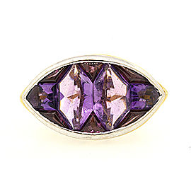 John Hardy Amethyst Ring Rare Solid 18k Yellow White Gold sz 7