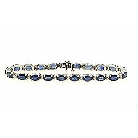 BH Effy 14k White Gold Oval Blue Sapphire DIamond Tennis Bracelet 7"
