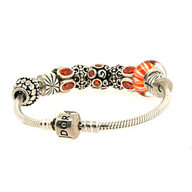 Chicago Bears Themed Pandora Charm Bracelet ALE Sterling Silver 9 Charms Orange