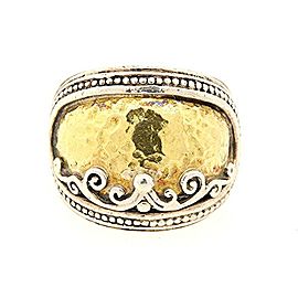 Konstantino 18k Yellow Gold Hammered Sterling Silver Aspasia Ring Band 5.75