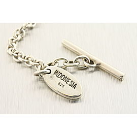 Lois Hill Mother of Pearl Inlay Dog Tag Necklace Pendant Chain Sterling Silver