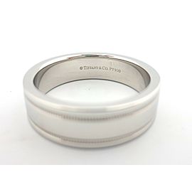 $2,325 Tiffany & Co Platinum Flat Double Milgrain Wedding Band Ring 6mm Size 9.5