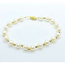 14K Yellow Gold Pearl Tennis Bracelet