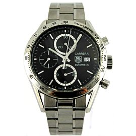 TAG HEUER CARRERA CV2016.BA0786 AUTOMATIC CHRONOGRAPH STEEL BLACK LUXURY WATCH