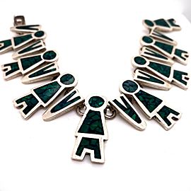 Family People Bracelet with Green Gemstones in 925 Sterling Silver