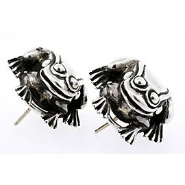 1996 Kieselstein Cord Frog Stud Earrings Sterling Silver 925 Omega Back