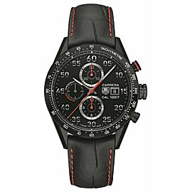 TAG HEUER CAR2A80.FC6237 CARRERA MENS AUTOMATIC CALIBRE 1887 BLACK LEATHER WATCH