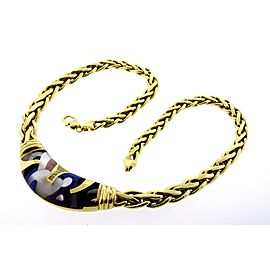 Asch Grossbardt Necklace Diamond Gemstone Inlay 18k Yellow Gold 62.5g 19"