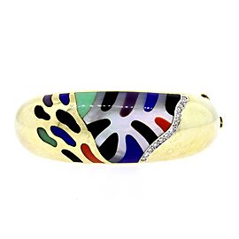 Asch Grossbardt Diamond Bracelet Inlay Bangle Rare 14k Yellow Gold 6.75"