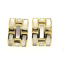 Roberto Coin Mother Pearl Inlay Earrings 18k Gold Vintage Rare MOP Brick Design