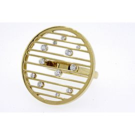 Movado Diamond Ring 18k Yellow Gold Circle Lines Floating Modern Open sz 5.5