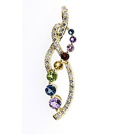 Levian Pendant Multi Color Gemstone Diamond Twist 14k Yellow Gold Journey