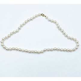 String Pearl Necklace with 14K Yellow Gold Clasp